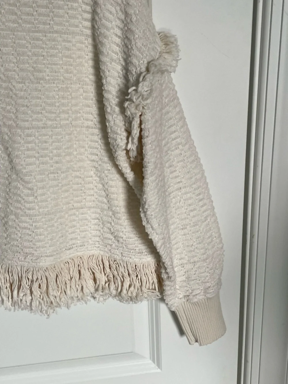 ZARA Women's Cream Fringe Turtleneck Sweater Size XS 54447